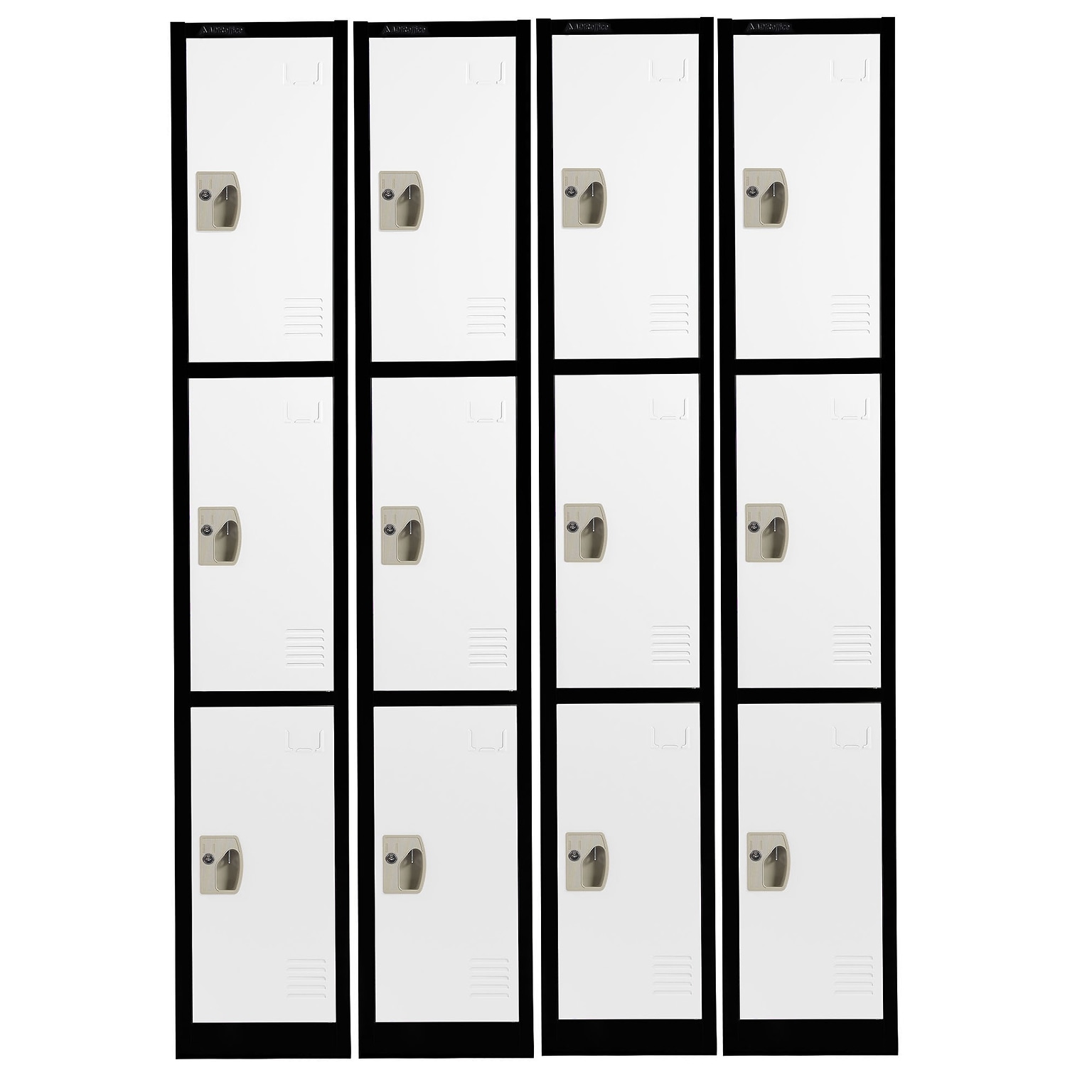 AdirOffice 72 3-Tier Black and White Storage Locker, 4/Pack (ADI629-203-B-W-PKG-4)