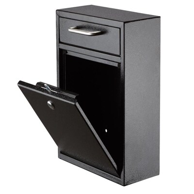 AdirOffice Steel Large Wall Mounted Drop Box Interoffice Mailbox, Key Lock, Black (631-04-BLK-PKG)
