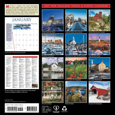 2027 Willow Creek New England  12 x 12 Monthly Wall Calendar (61480)