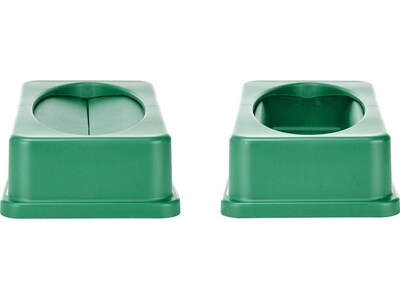 Alpine Industries Polypropylene Recycling Bin with Lid and Dolly, 23 Gallon, Green (ALP477-GRN2-PKD)