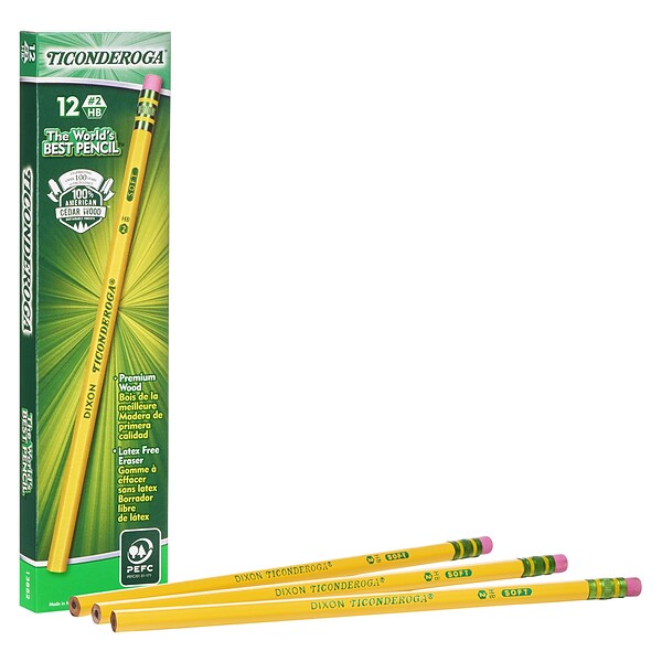 Dixon The Worlds Best Pencil Wooden Pencil, 2.2mm, #2 Soft Lead, Dozen (13882)