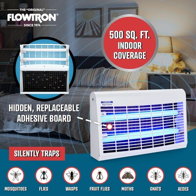 Flowtron Electric Portable Indoor Fly Trap, 500 sq. ft. Coverage, 30W Bulb with Dual Lure Insect Killer (FLWFC4900)