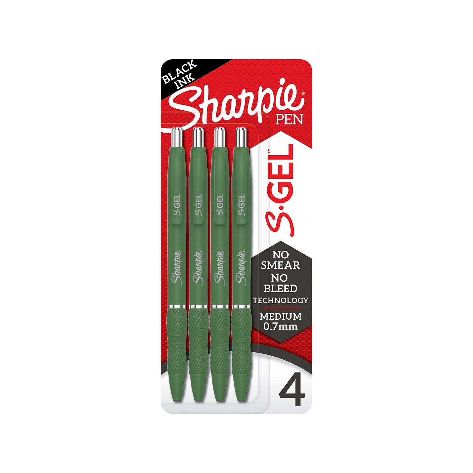 Sharpie S-Gel Retractable Gel Pen, Medium Point, Black Ink, 4/Pack (2195731)