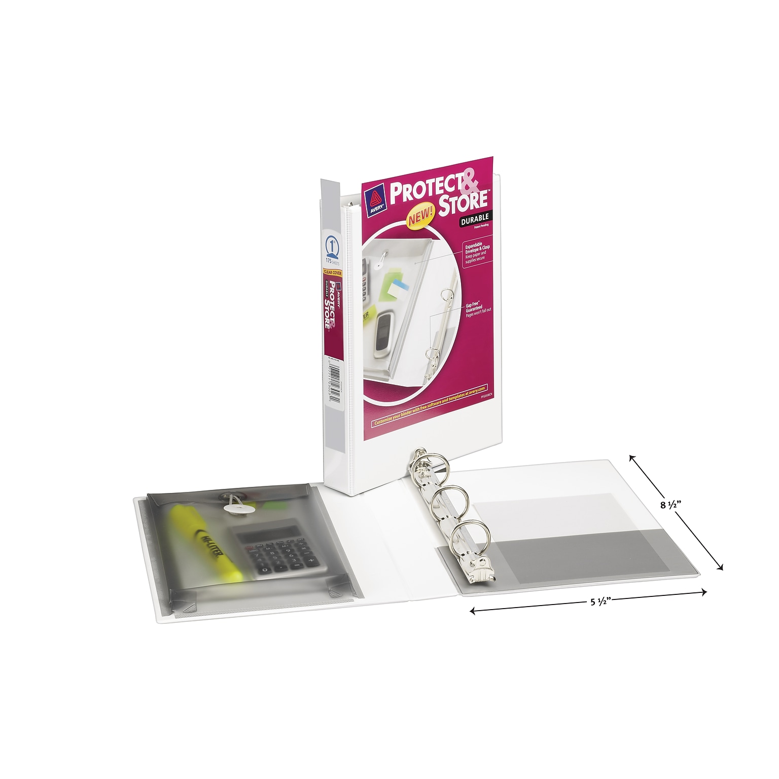 Avery Mini Protect & Store 1 3-Ring View Binders, White (23011)