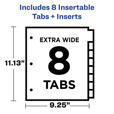 Avery Big Tab Extra-Wide Insertable Paper Divider, 8 Tabs, Clear, 1 Set (11223)