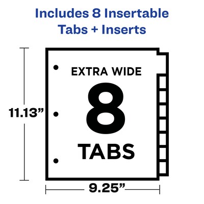 Avery Big Tab Extra-Wide Insertable Paper Dividers, 8 Tab, Clear, Clear Reinforced (11223)