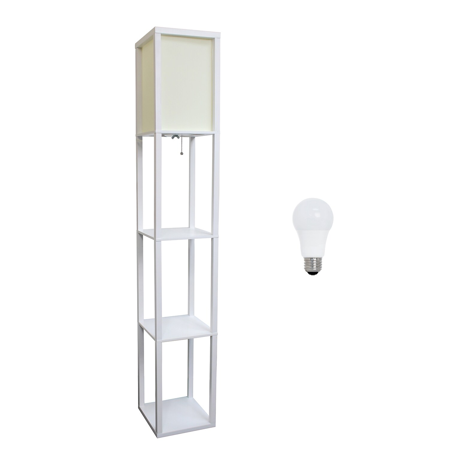 Creekwood Home Classix 62.5 Floor Lamp with Rectangular Shade, White (CWF-3007-WH-LB)