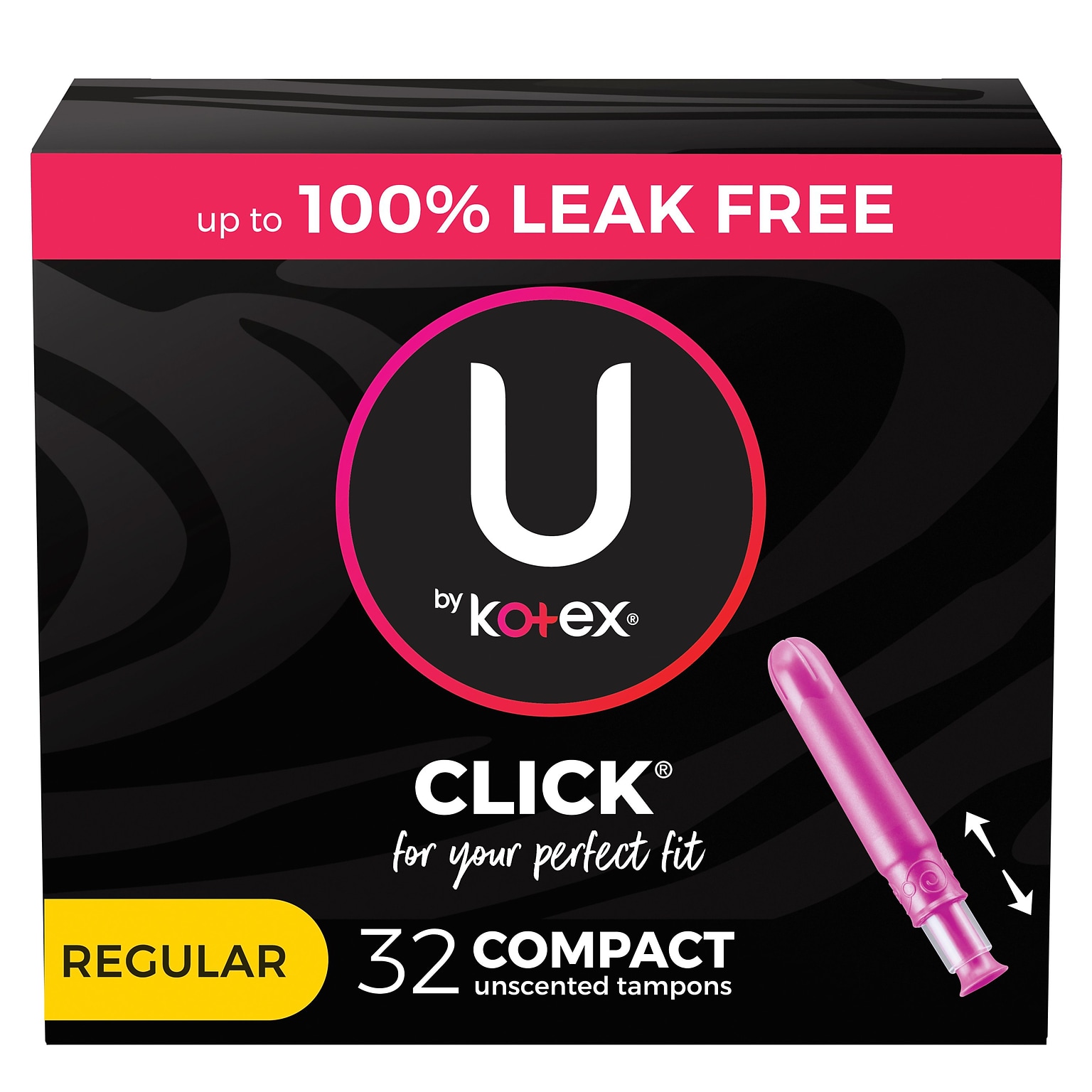 U by Kotex Click Regular Compact Tampon, Unscented, 32/Pack (51583)