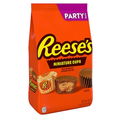 Reeses Miniatures Milk Chocolate Peanut Butter Cups Candy Party Pack, 30 oz. (246-00412)