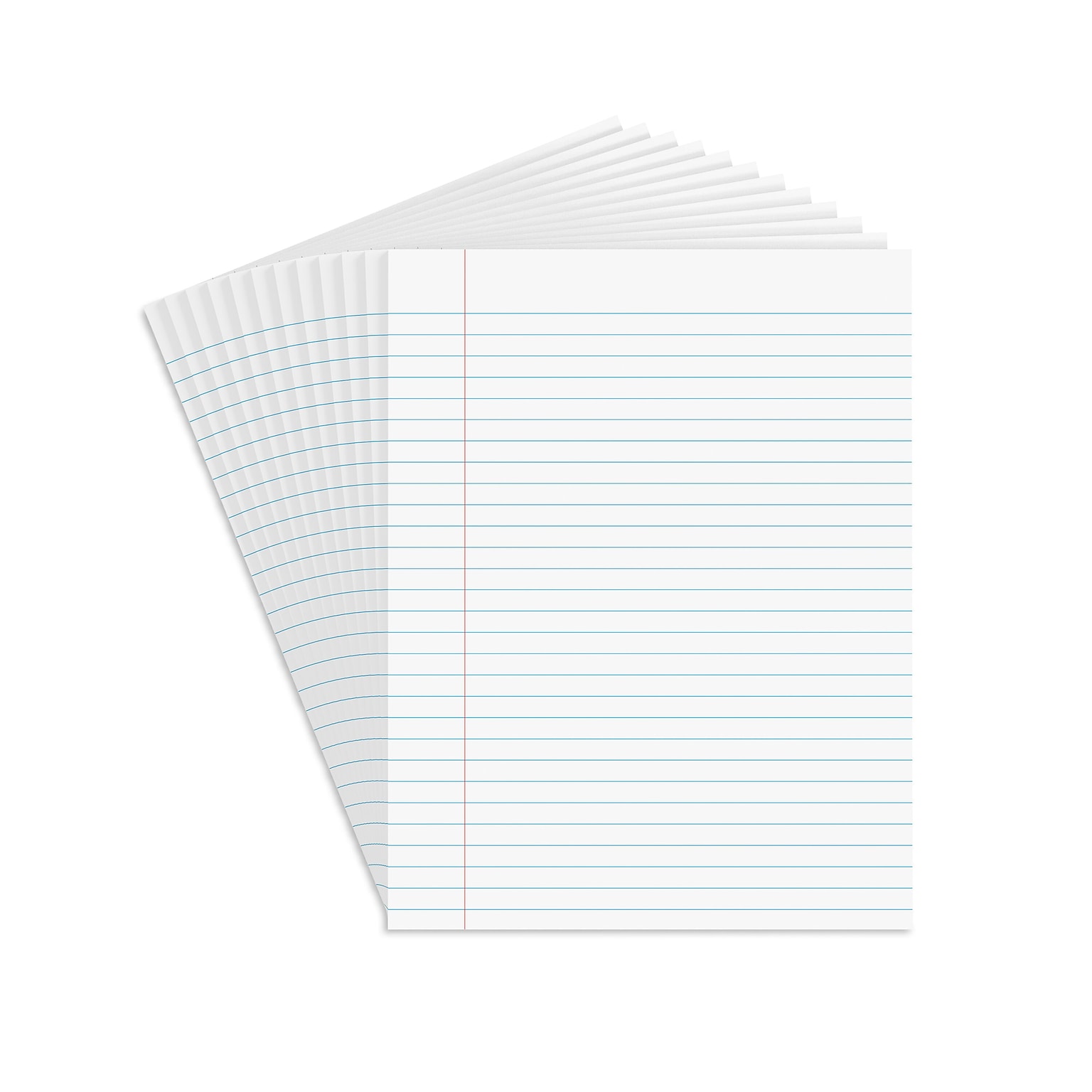 Staples Notepads, 8.5 x 11 (US letter), Wide Ruled, White, 50 Sheets/Pad, Dozen Pads/Pack (ST57334)