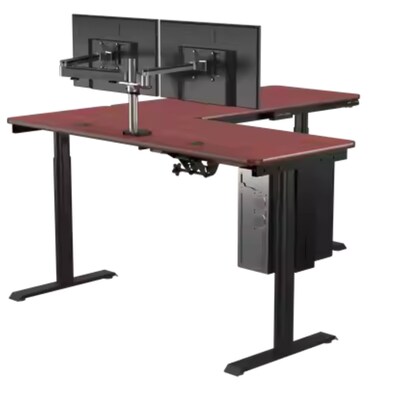 VersaDesk PowerLift 72"W Electric L-Shaped Adjustable Standing Desk, Cherry/Black (PLLSD7272-BC-APP)