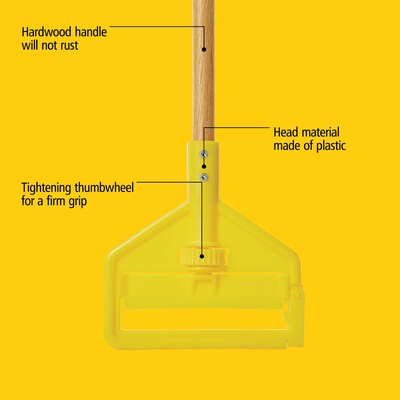 Rubbermaid Invader 60" Wood Wet Mop Handle, Yellow/Natural (FGH116000000)