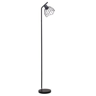 Simple Designs Sleek Essentials 54.5" Metal Floor Lamp with Wire Cage Shade, Black (LF1050-BLK)