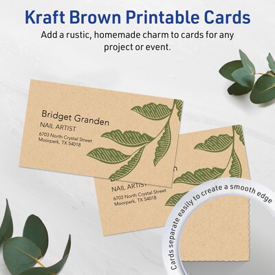 Avery Business Cards, 2 x 3-1/2, Matte Kraft Brown, 80/Pack (95319)