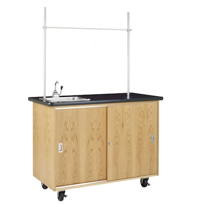 Diversified Woodcrafts Kinetic Mobile Demo Cabinet Rectangular Demonstration Table, 48 x 24, Oak (4111K)