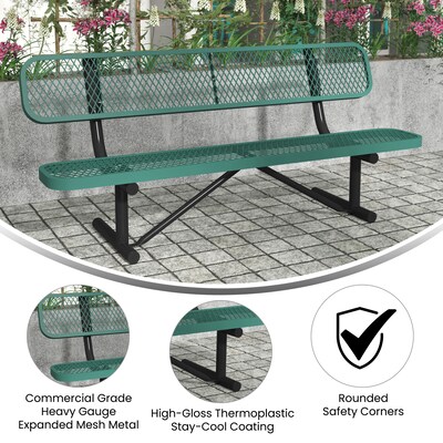 Flash Furniture Sigrid Steel 3-Seat Outdoor Bench, Green (SLFAG4HUT2H48LG)