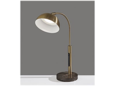 Adesso Bolton LED Desk Lamp, 19", Antique Brass/Brown Marble (4306-21)