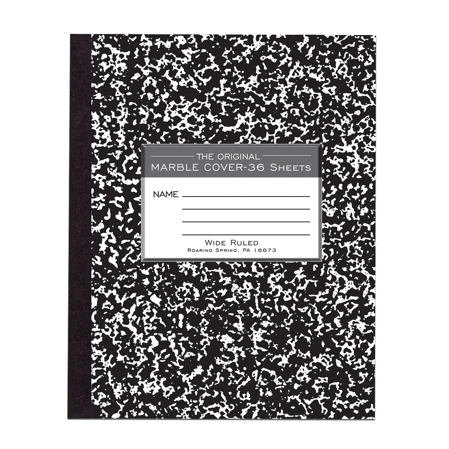 Roaring Spring Paper Products Composition Notebooks, 7 x 8.5, Wide Ruled, 36 Sheets, Black (77332)