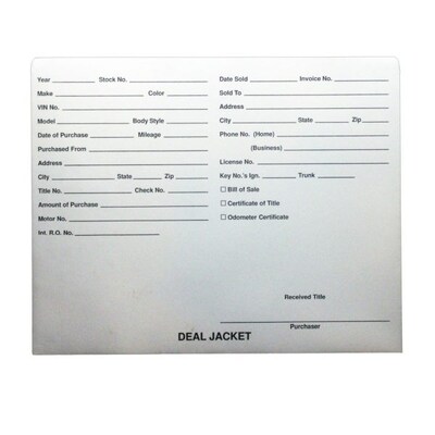 BSP Automotive Dealer Printed Jacket, Letter Size, White 100/Box (S-09432-WHT)
