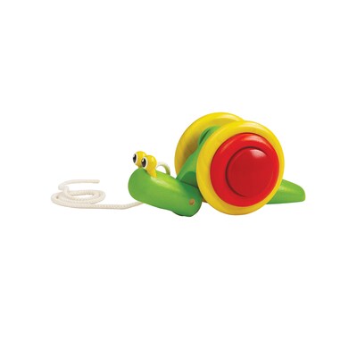 Plan Toys Wooden Pull Along Toy Snail, Green (PTS5108)