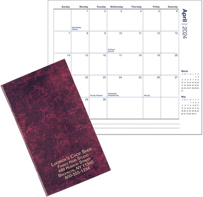 Custom Seam Marble Monthly Pocket Calendar