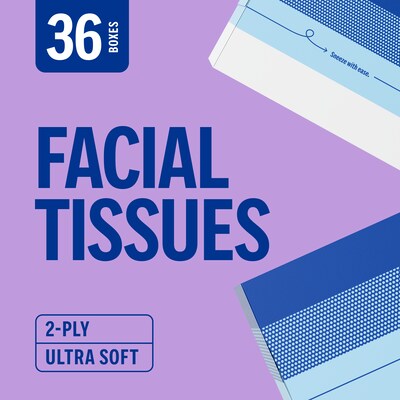 Perk Ultra Soft Facial Tissues, 2-Ply, 160 Sheets/Box, 3 Boxes/Pack, 12 Packs/Carton, FSC Certified Soft Tissue (PK57778CT)