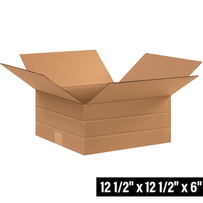 12.5" x 12.5" x 6" Multi-Depth Shipping Boxes, 32 ECT, 25/Bundle (MD12126R)