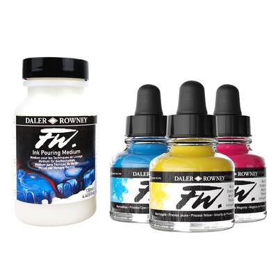 Daler-Rowney FW Acrylic Ink Pouring Set, Assorted Colors, 29.5ml, 4/Set (DRW139500100)