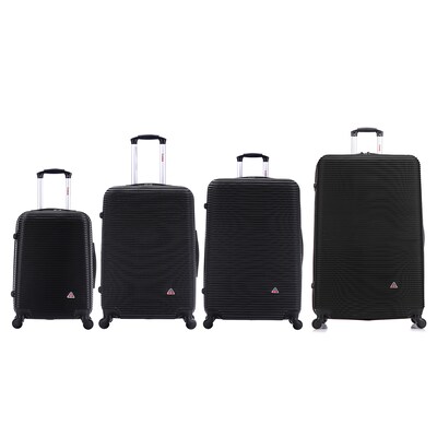 InUSA Royal 4-Piece Hardside Spinner Luggage Set, TSA Checkpoint Friendly, Black (IUROYSMLXL-BLK)