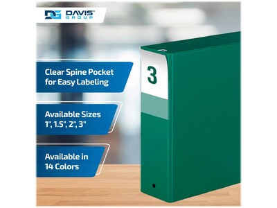 Davis Group Premium Economy 3" 3-Ring Non-View Binders, Green, 6/Pack (2314-04-06)