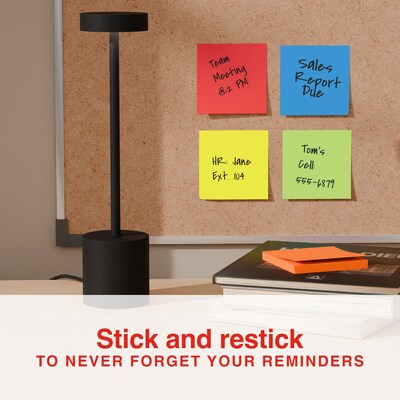 Staples Ultra Sticky Notes, 3" x 3", Summer Breeze Collection, 100 Sheets/Pad, 24 Pads/Pack (ST62882)