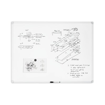 U Brands Magnetic Porcelain Dry-Erase Whiteboard, Aluminum Frame, 4' x 3' (4900U00-01)