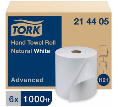 TORK Hand Towel Roll, White, H21, 6/Carton (TRK214405)
