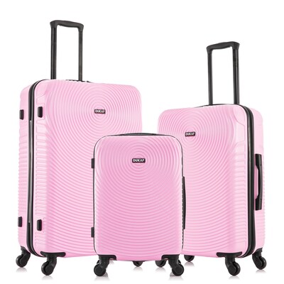 DUKAP INCEPTION 3-Piece Hardside Spinner Carry-On Luggage Set, TSA Checkpoint Friendly, Pink (DKINCSML-PNK)
