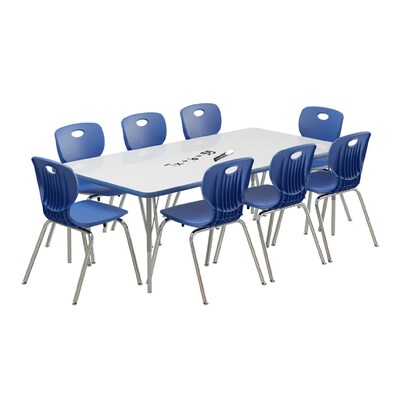 Correll Rectangular Activity Table Set, 72 x 36, Height Adjustable, Frosty White (AP1-A3672DEREC-80-14-37-8-18)