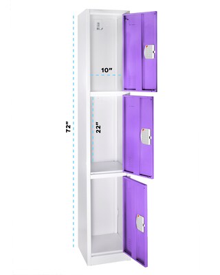 AdirOffice 72"H 3-Tier Purple Storage Locker (ADI629-203-PUR-DL)