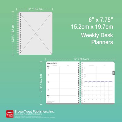 2025 BrownTrout Busy Bees 6" x 7.75" Weekly Desk Planner, Paper Cover, Multicolored (9781975478438)