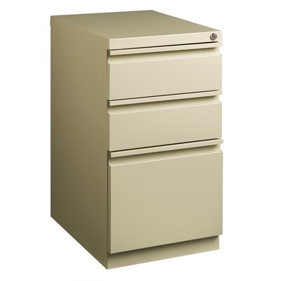 Hirsh 20" Mobile Pedestal File Cabinet, 3 Drawer Box-File, Letter Width, Putty (18574)