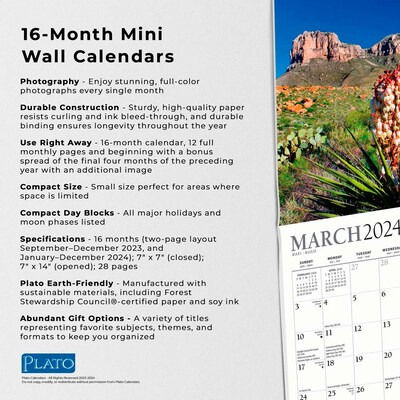 2024 Plato National Parks 7" x 14" Monthly Wall Calendar (9781975466107)