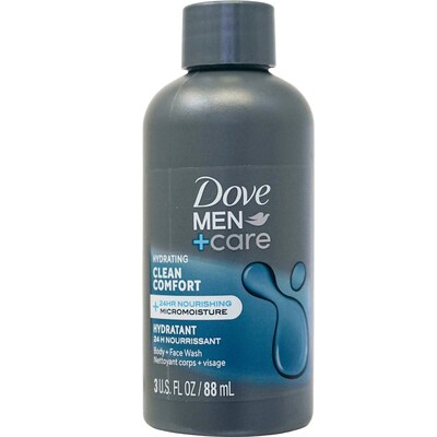 Dove Men+Care Clean Comfort Body and Face Wash, 3 oz Bottle, 12 Bottles/Dispensit Box, 12 Dispensit