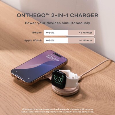 Satechi OntheGo 2-in-1 Wireless Charger, Desert Rose (ST-QTG21R)