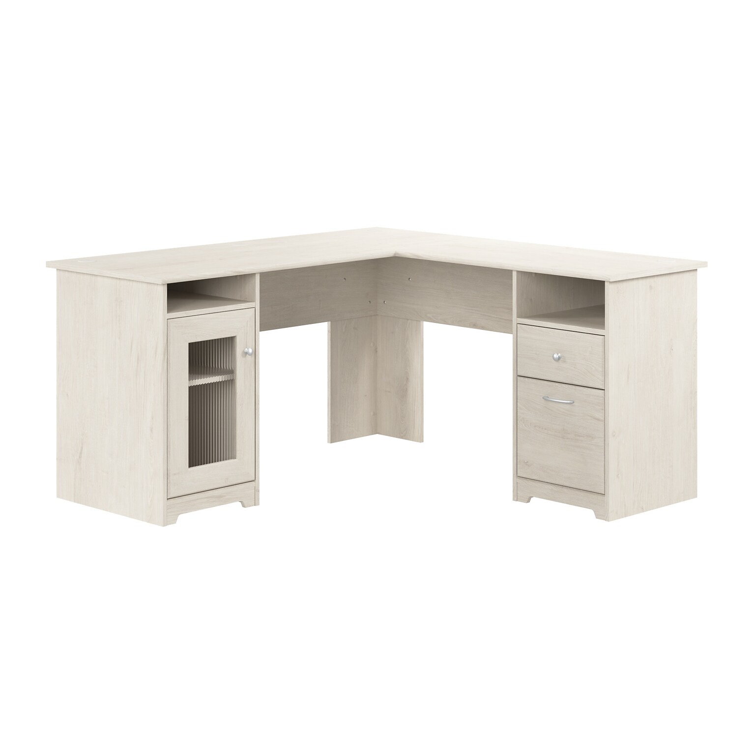 Bush Furniture Cabot 60W Wood L-Shaped Computer Desk, Linen White Oak (WC31130K)