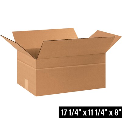 17.25 x 11.25 x 8 Multi-Depth Shipping Boxes, Brown, 25/ Bundle (MD17118)