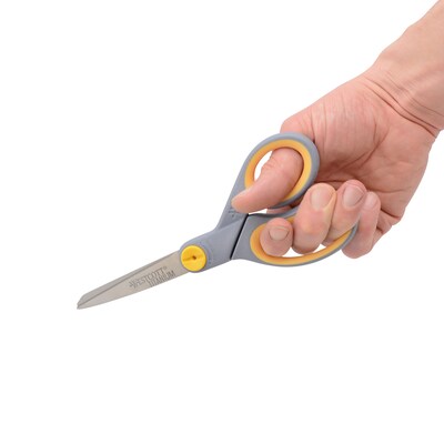 Westcott Titanium Bonded 8" Titanium Heavy Duty General Purpose Scissor, Pointed Tip, Gray/Yellow, 2/Pack (13901)
