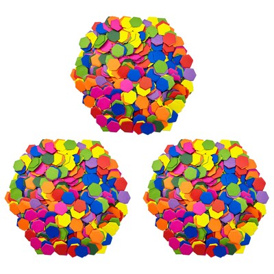 Roylco Hexagon Mosaics, 0.5 H x 0.57, Assorted Colors, 2,000/Pack, 3 Packs/Bundle (R-15631-3)