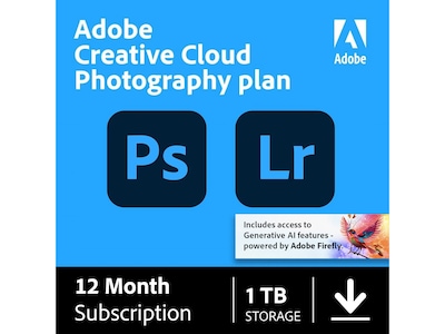 Adobe Creative Cloud Photography Plan for 1 User, Windows/macOS, Download