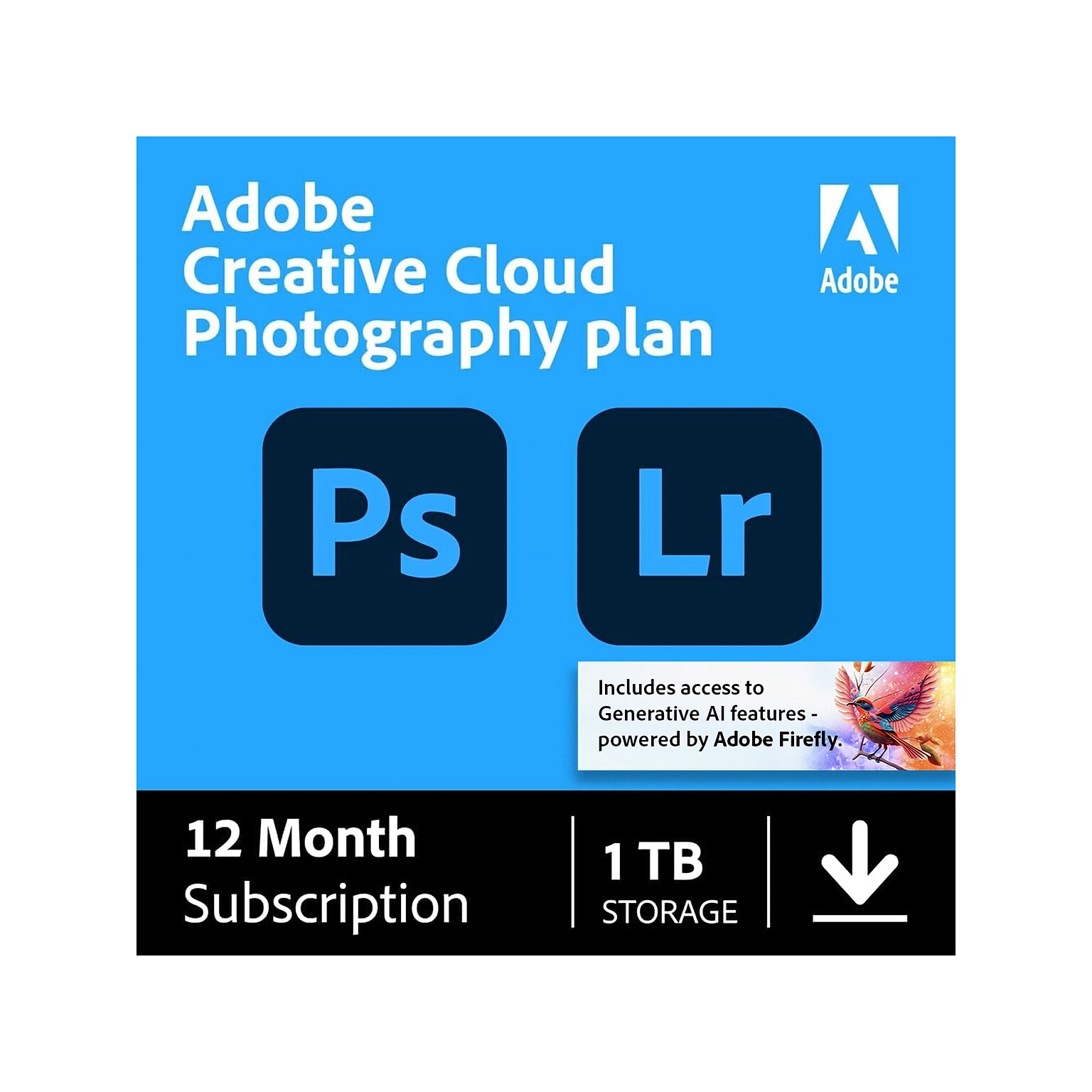 Adobe Creative Cloud Photography Plan for 1 User, Windows/macOS, Download