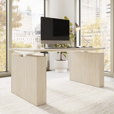 Bush Business Furniture Stratus 60W Electric Rectangular Adjustable Standing Desk, Natural Elm (SUT001NE)