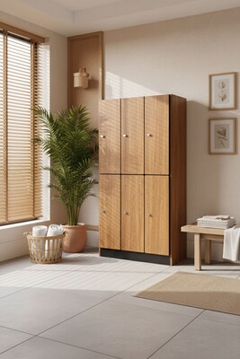 Alpine Industries 72 2-Tier 2-Column Storage Locker, Oak (701-O-2-SPO-MK)