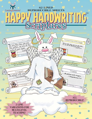 Barker Creek Happy Handwriting Scripture Tablet, Spiritual Theme